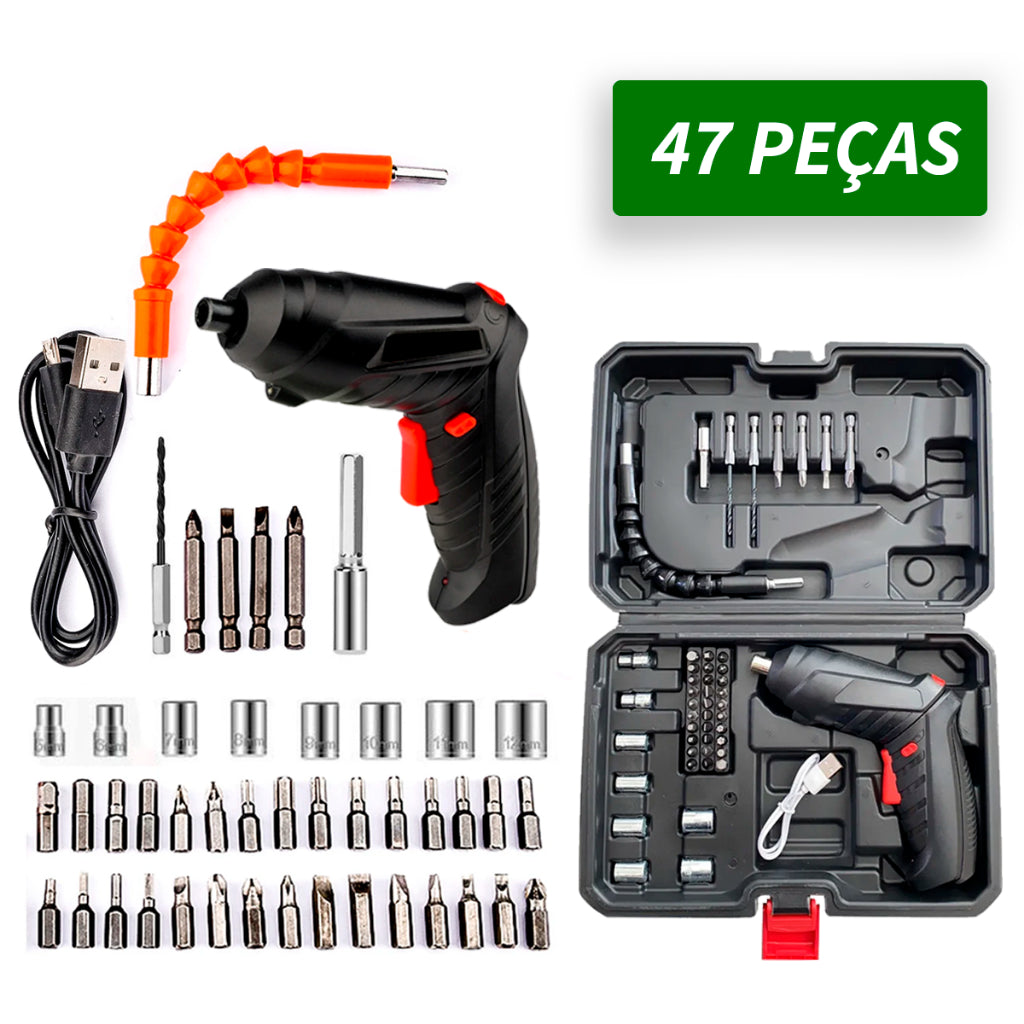 Parafusadeira 4.8v a Bateria Com Maleta Com 48 Acessórios Snel Ferramentas